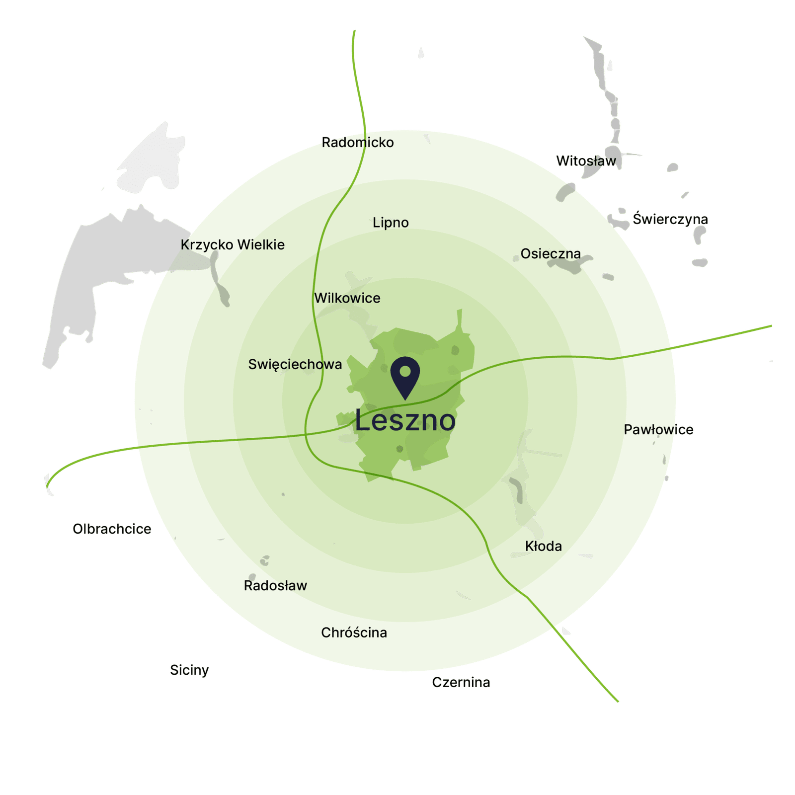 mapa dojazdu kontenerów na gruz w lesznie