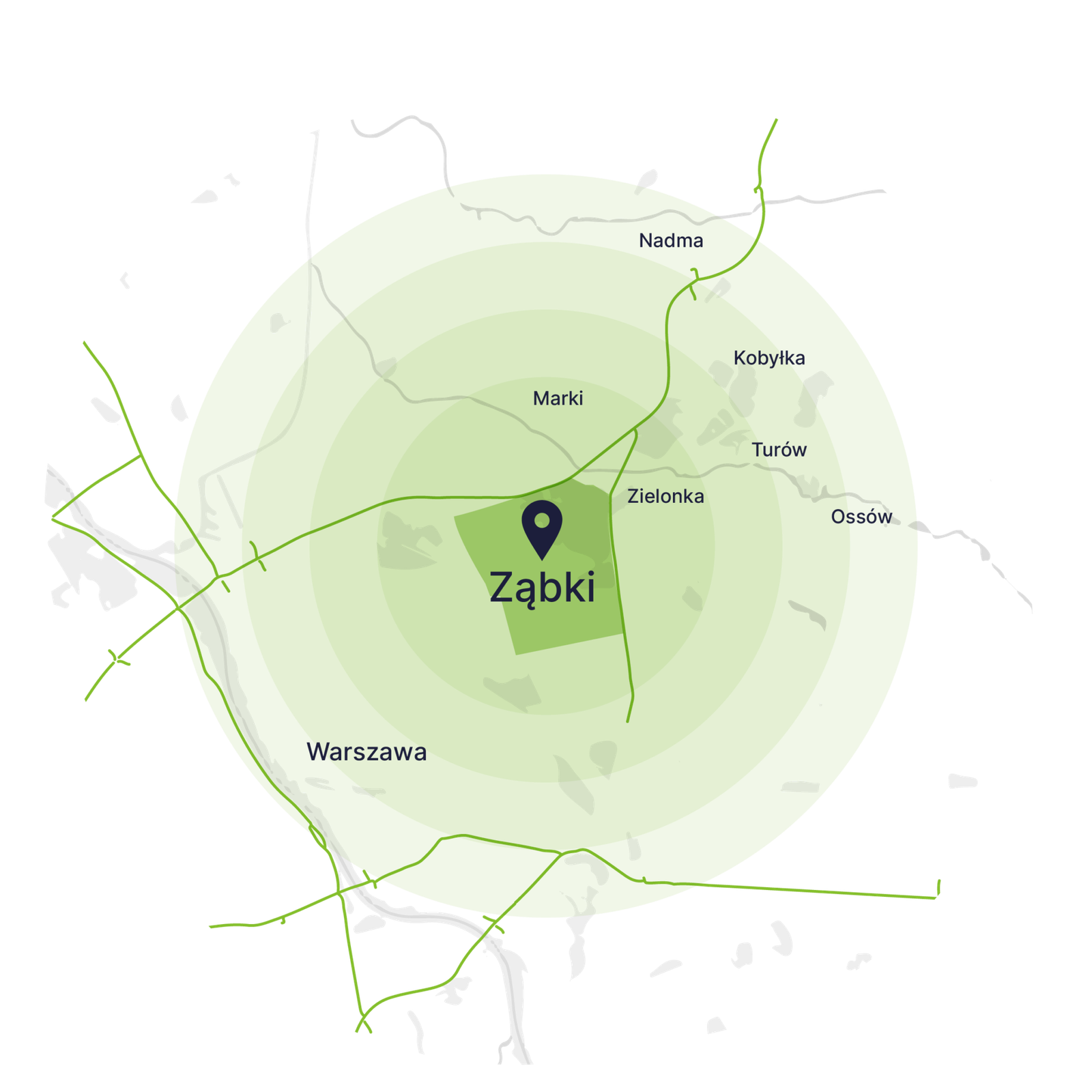 mapa dojazdu kontenerów na gruz w ząbkach